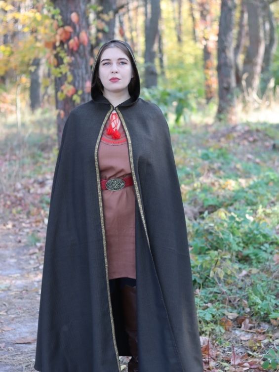 Dark green hooded cloak