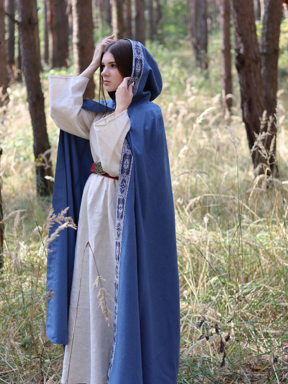 Sky blue hooded cloak