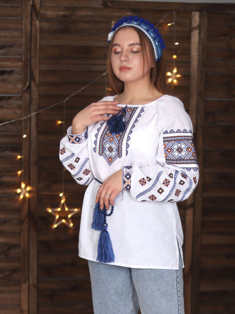 Blue embroidered blouse