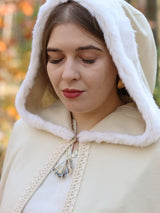 Wedding hooded cape with white fur