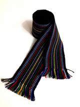 Black & rainbow woven sash 3"