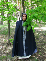 Blue hooded cloak