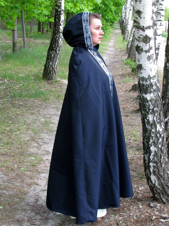 Blue hooded cloak