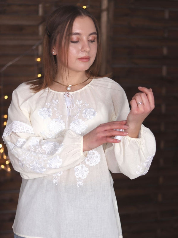 Off white Ukrainian embroidered blouse