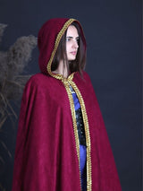 Burgundy cloak with golden trim