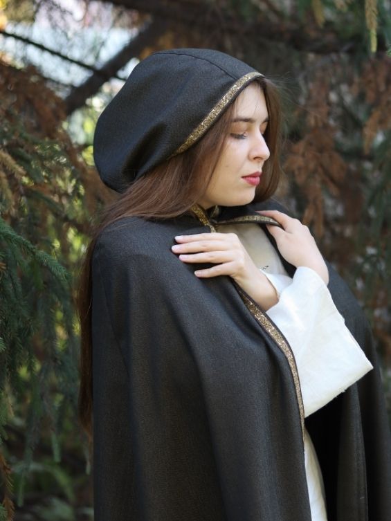 Dark green hooded cloak