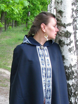 Blue hooded cloak