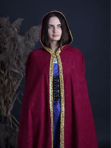 Burgundy cloak with golden trim