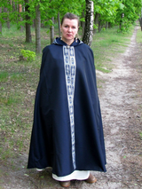 Blue hooded cloak