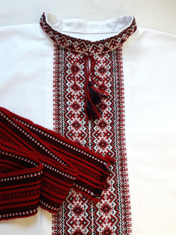 Red and black embroidered shirt