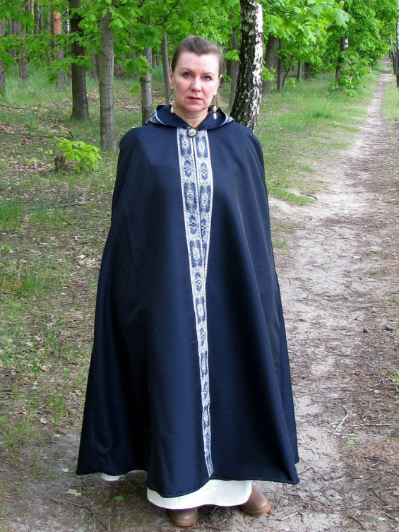 Blue hooded cloak