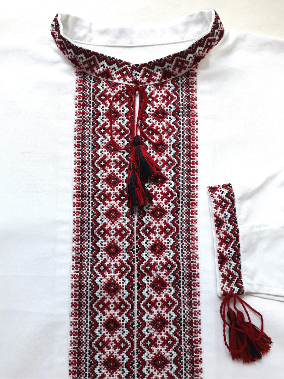 Red and black embroidered shirt