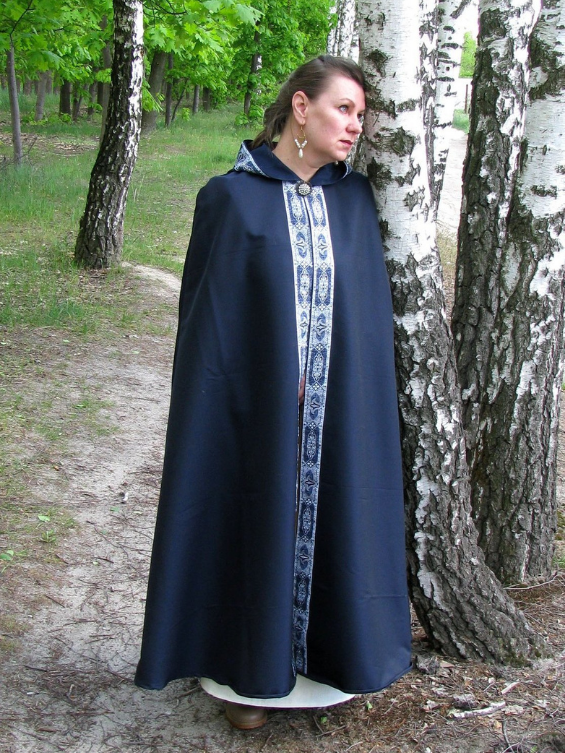 Blue hooded cloak