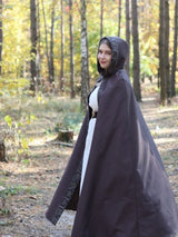 Taupe hooded cloak