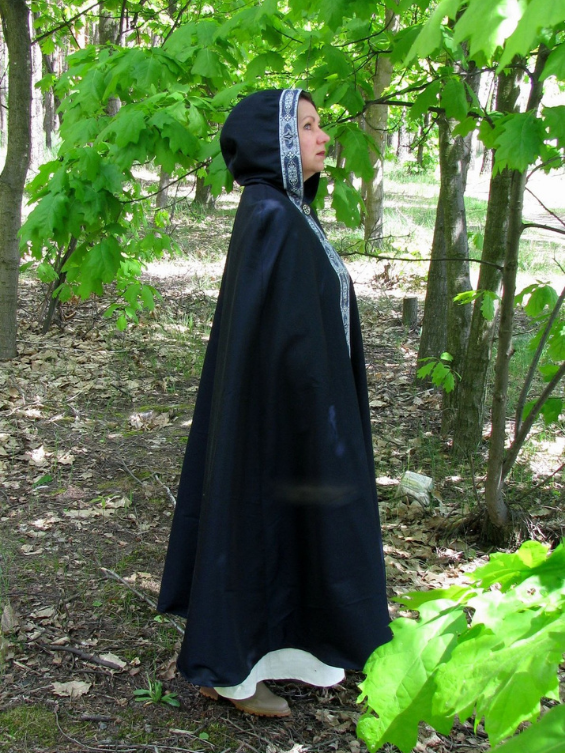 Blue hooded cloak