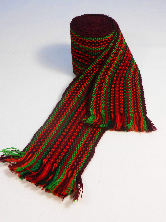 Red & green 4" hand woven sash