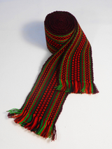 Red & green 4" hand woven sash