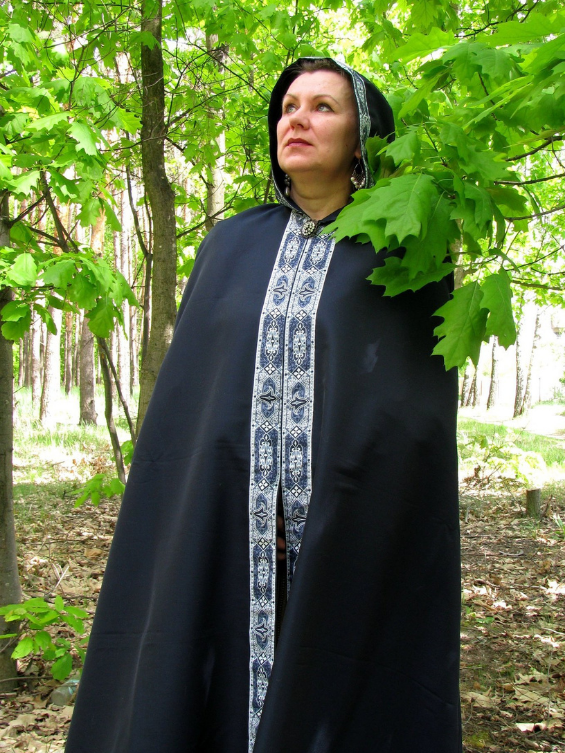 Blue hooded cloak