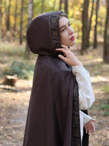 Taupe hooded cloak