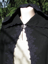 Black medieval cloak with lace