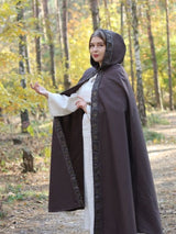 Taupe hooded cloak