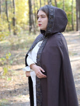 Taupe hooded cloak