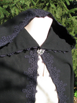 Black medieval cloak with lace