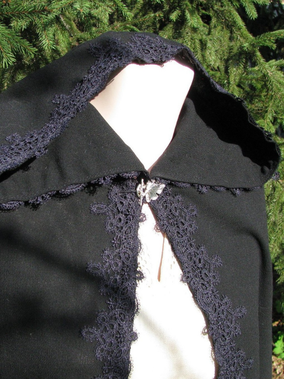 Black medieval cloak with lace