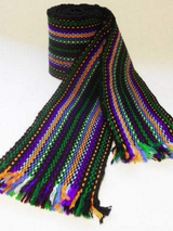 Black & rainbow woven sash 3"