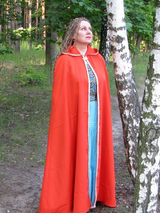 Red fantasy cloak with golden trim