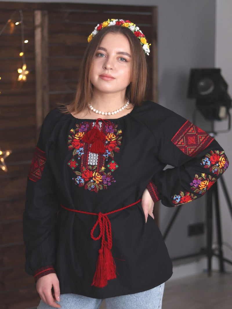 Black embroidered blouse