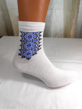 White & blue ethnic socks for men