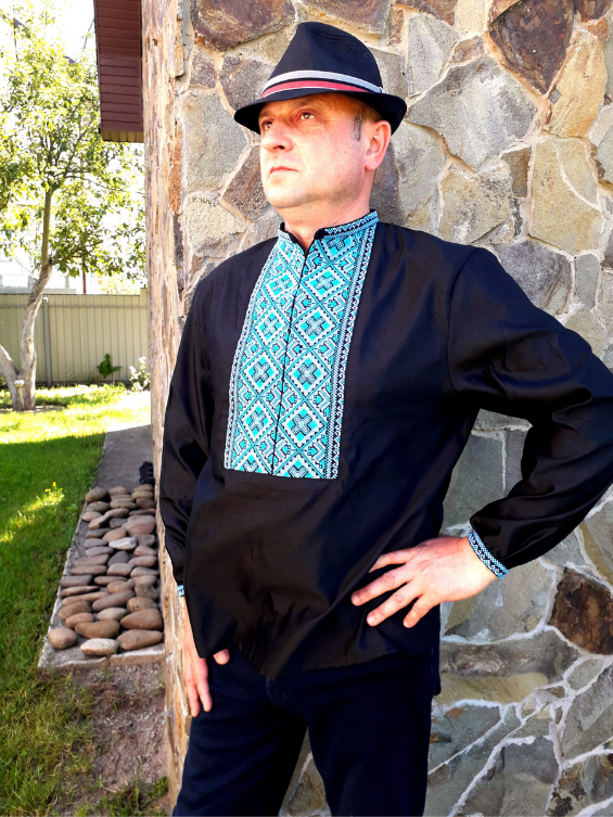 Black hand embroidered shirt