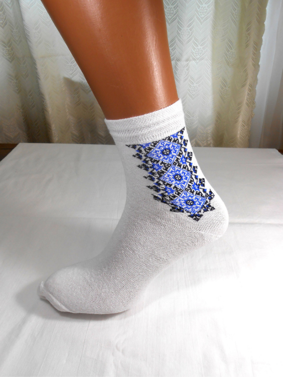 White & blue ethnic socks for men