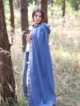 Sky blue hooded cloak