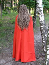 Red fantasy cloak with golden trim