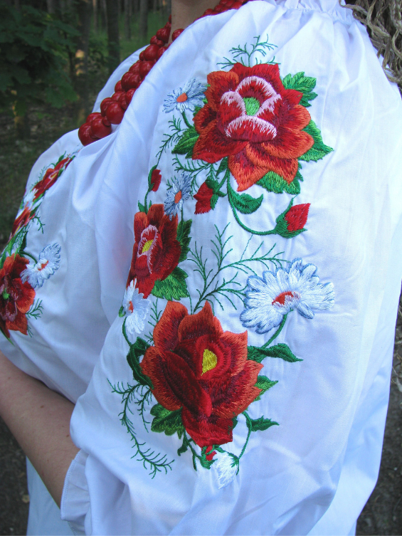 Embroidered blouse with puff sleeves