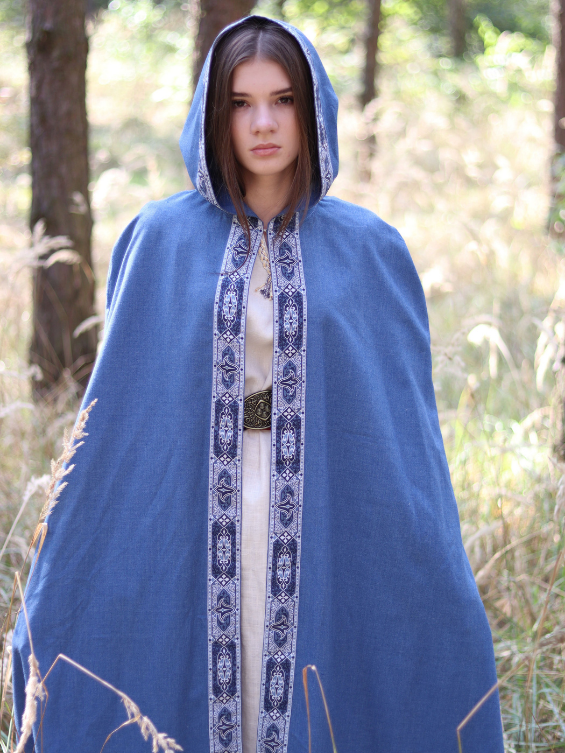 Sky blue hooded cloak