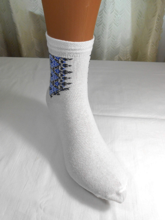 White & blue ethnic socks for men