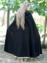 Black elven cloak with fantasy trim