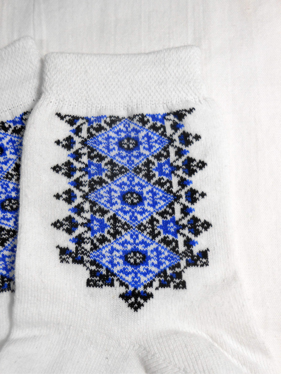 White & blue ethnic socks for men