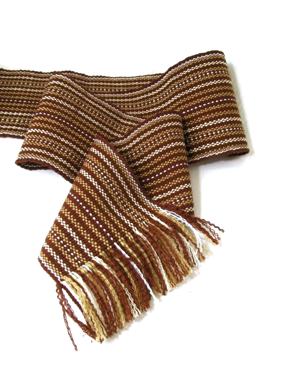 Beige & brown woven sash 4"