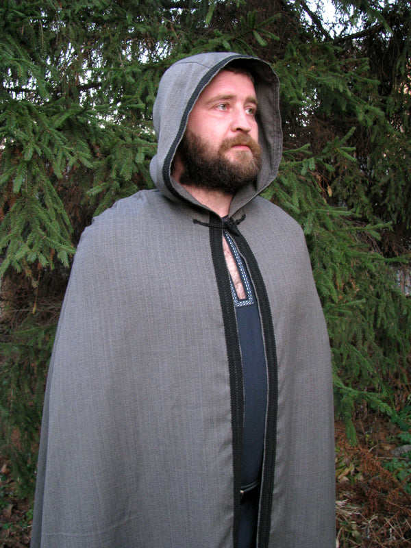 Gray hooded cloak for men