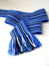 Blue woven sash belt 3"