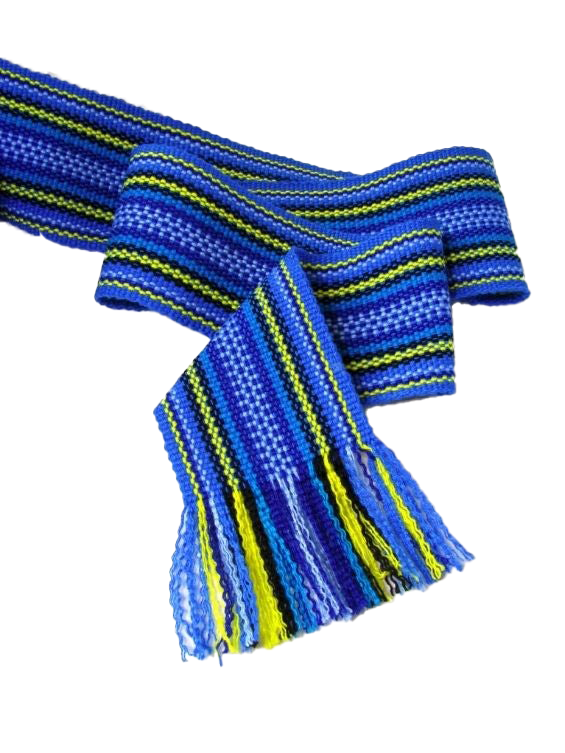 Blue & yellow woven sash 3"