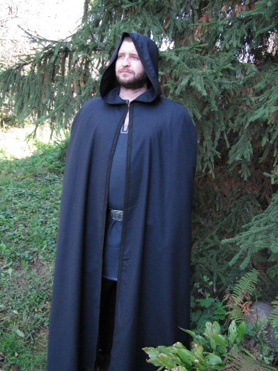 Wool hooded cloak for men